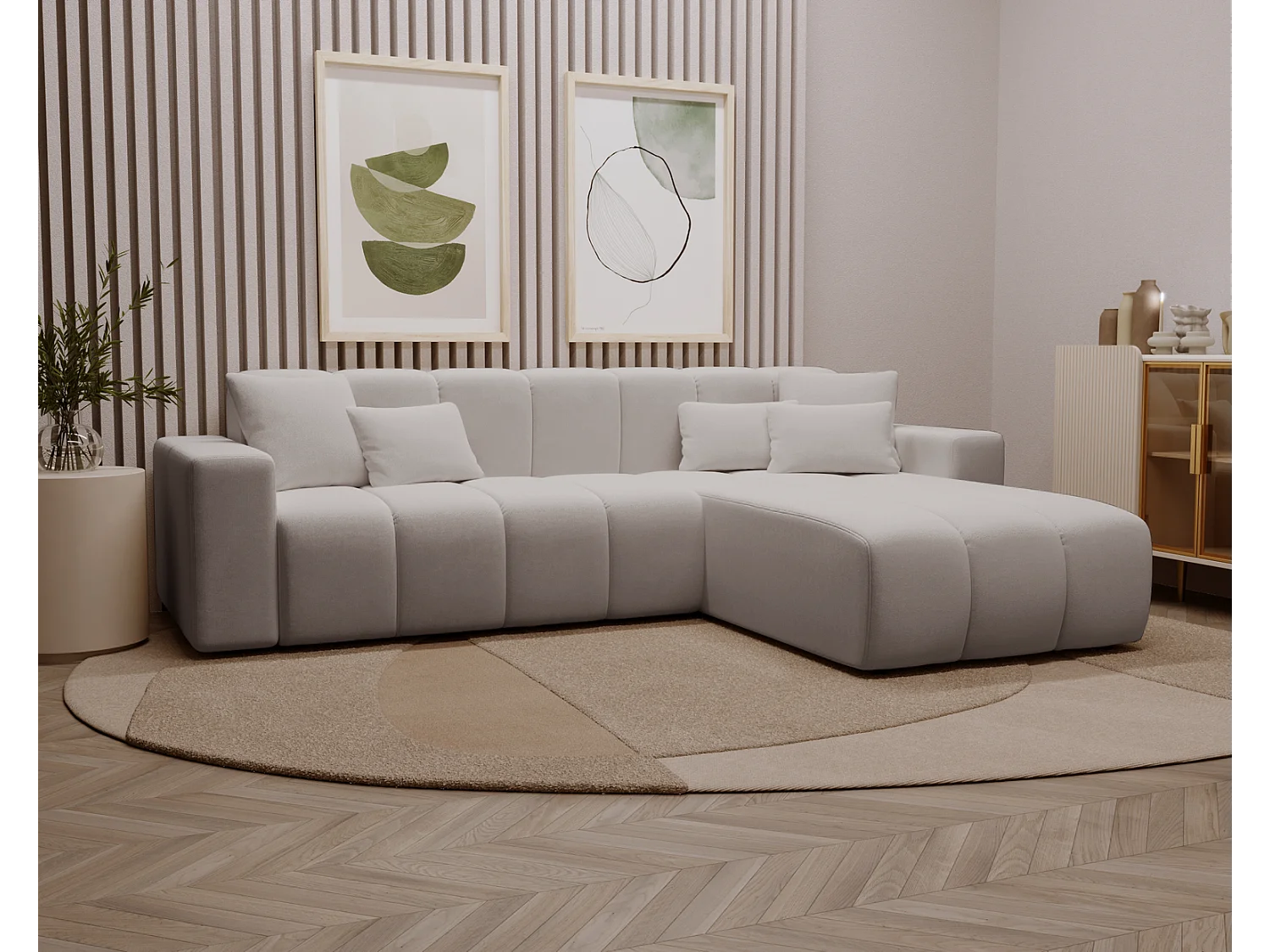 Emporius Miral rechts Hoekbank in L-vorm - sofa 265 cm, woonkamerbank, hoekbank lichtgrijs (Komodo 20)