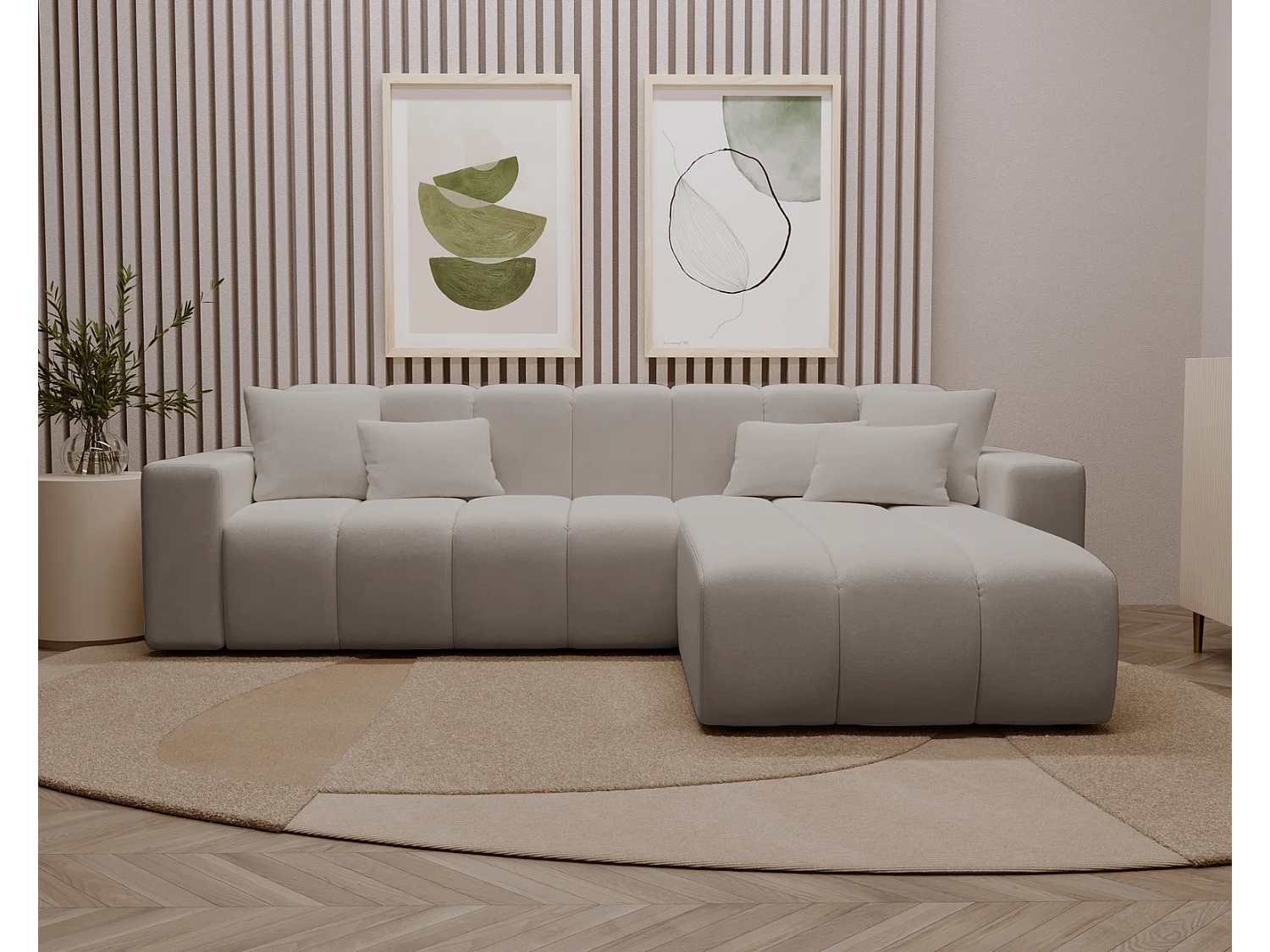 Emporius Miral rechts Hoekbank in L-vorm - sofa 265 cm, woonkamerbank, hoekbank lichtgrijs (Komodo 20)