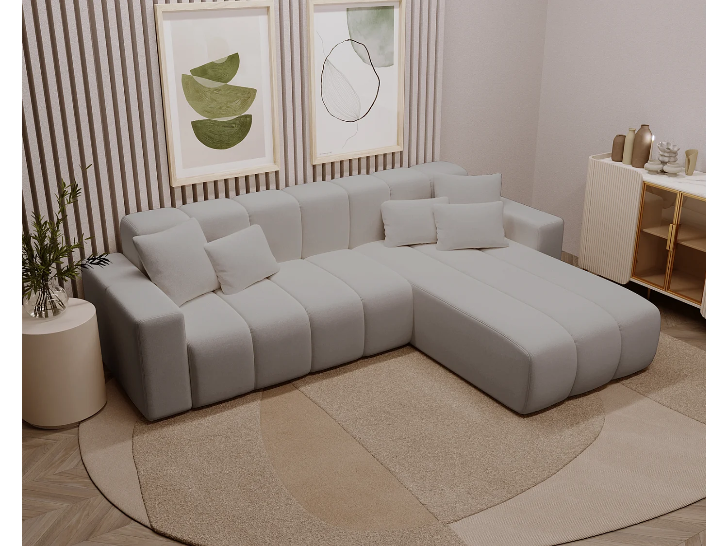 Emporius Miral rechts Hoekbank in L-vorm - sofa 265 cm, woonkamerbank, hoekbank lichtgrijs (Komodo 20)