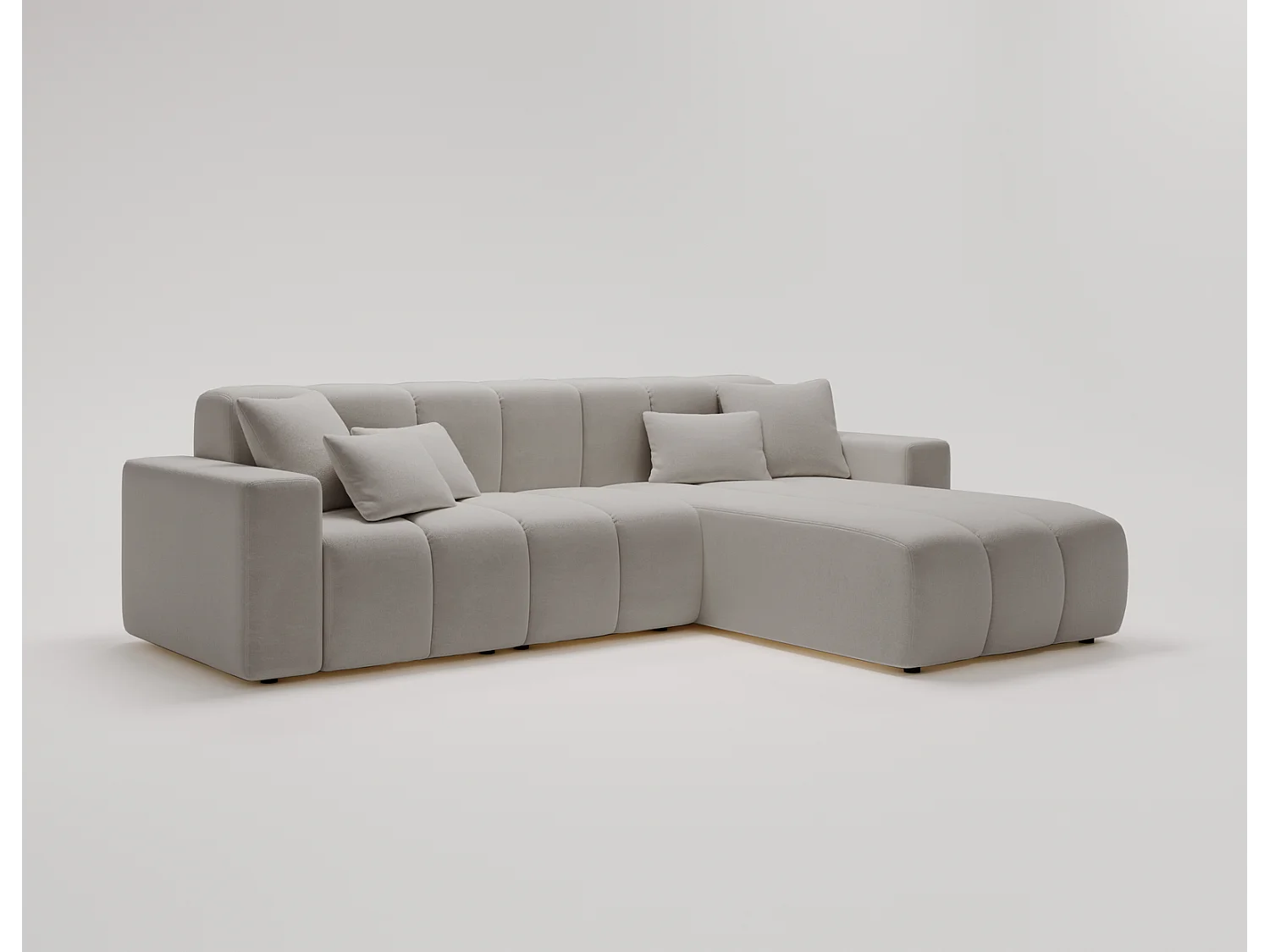 Emporius Miral rechts Hoekbank in L-vorm - sofa 265 cm, woonkamerbank, hoekbank lichtgrijs (Komodo 20)