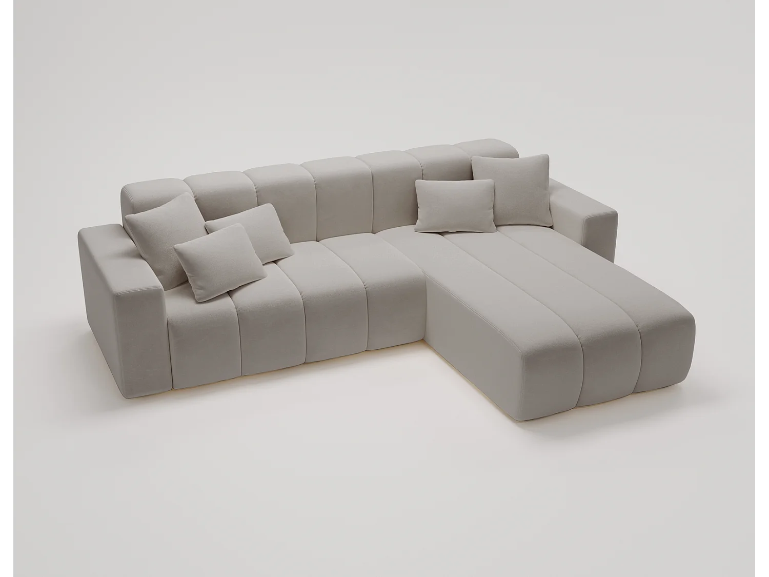 Emporius Miral rechts Hoekbank in L-vorm - sofa 265 cm, woonkamerbank, hoekbank lichtgrijs (Komodo 20)