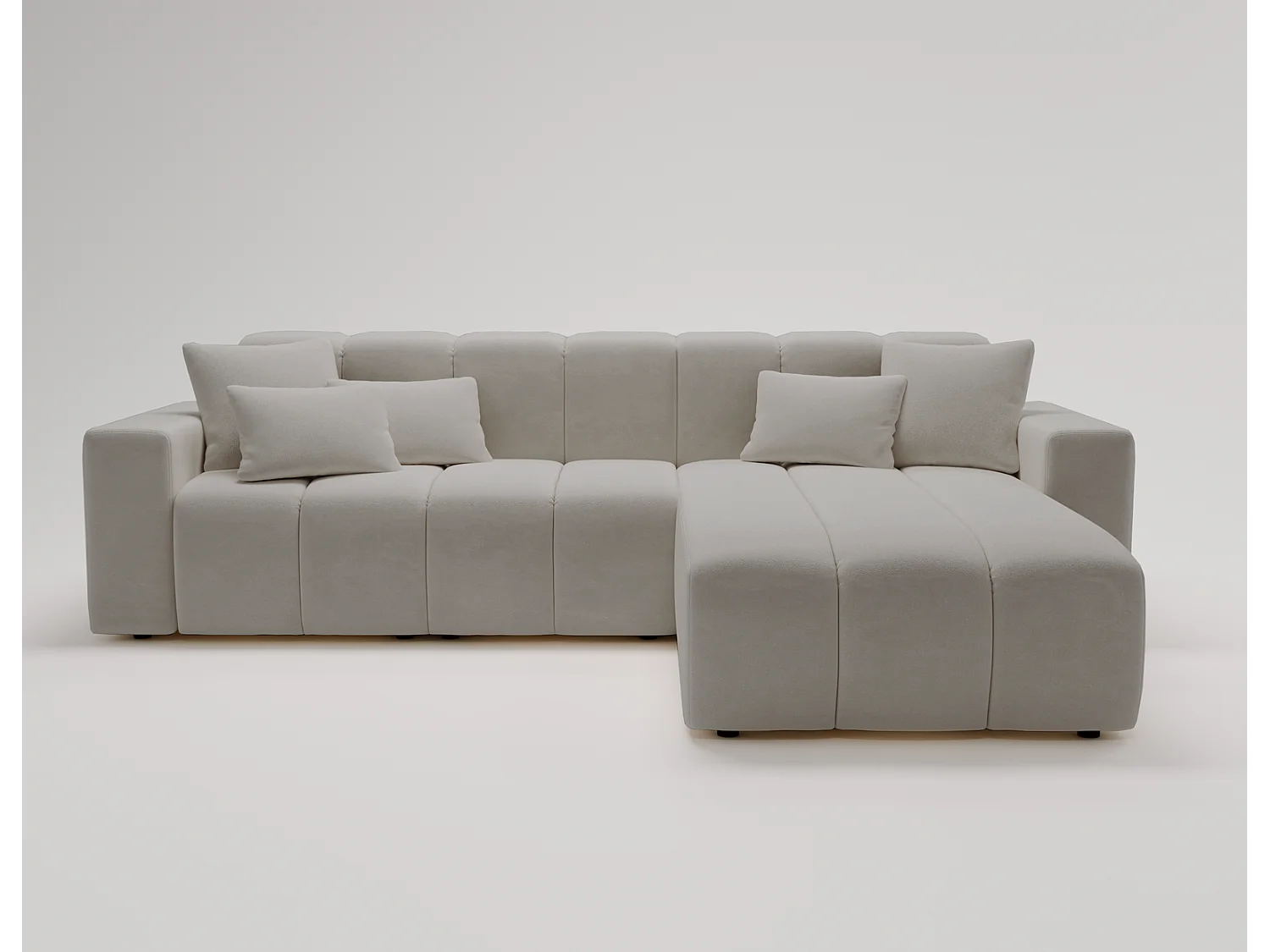 Emporius Miral rechts Hoekbank in L-vorm - sofa 265 cm, woonkamerbank, hoekbank lichtgrijs (Komodo 20)