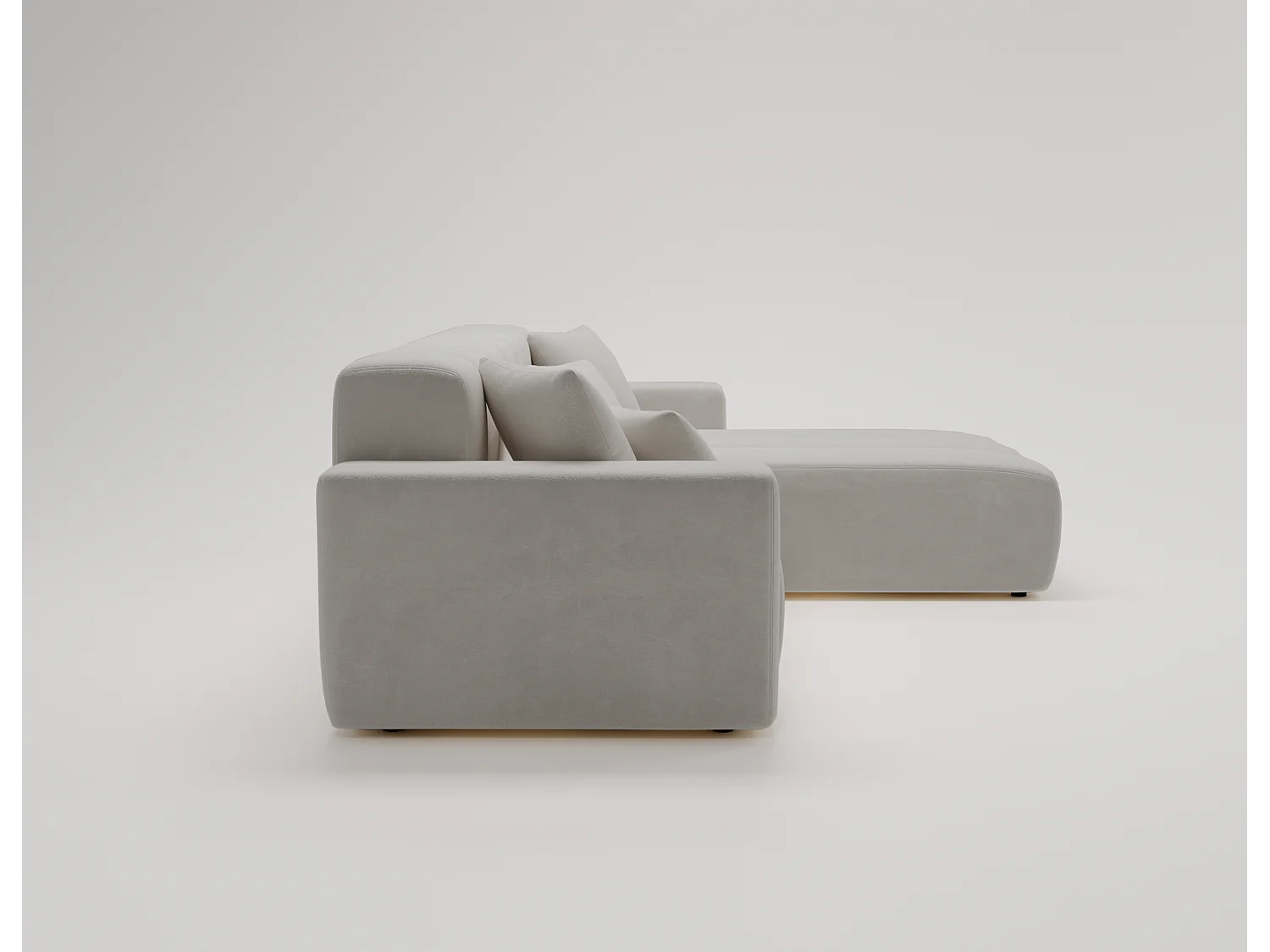 Emporius Miral rechts Hoekbank in L-vorm - sofa 265 cm, woonkamerbank, hoekbank lichtgrijs (Komodo 20)