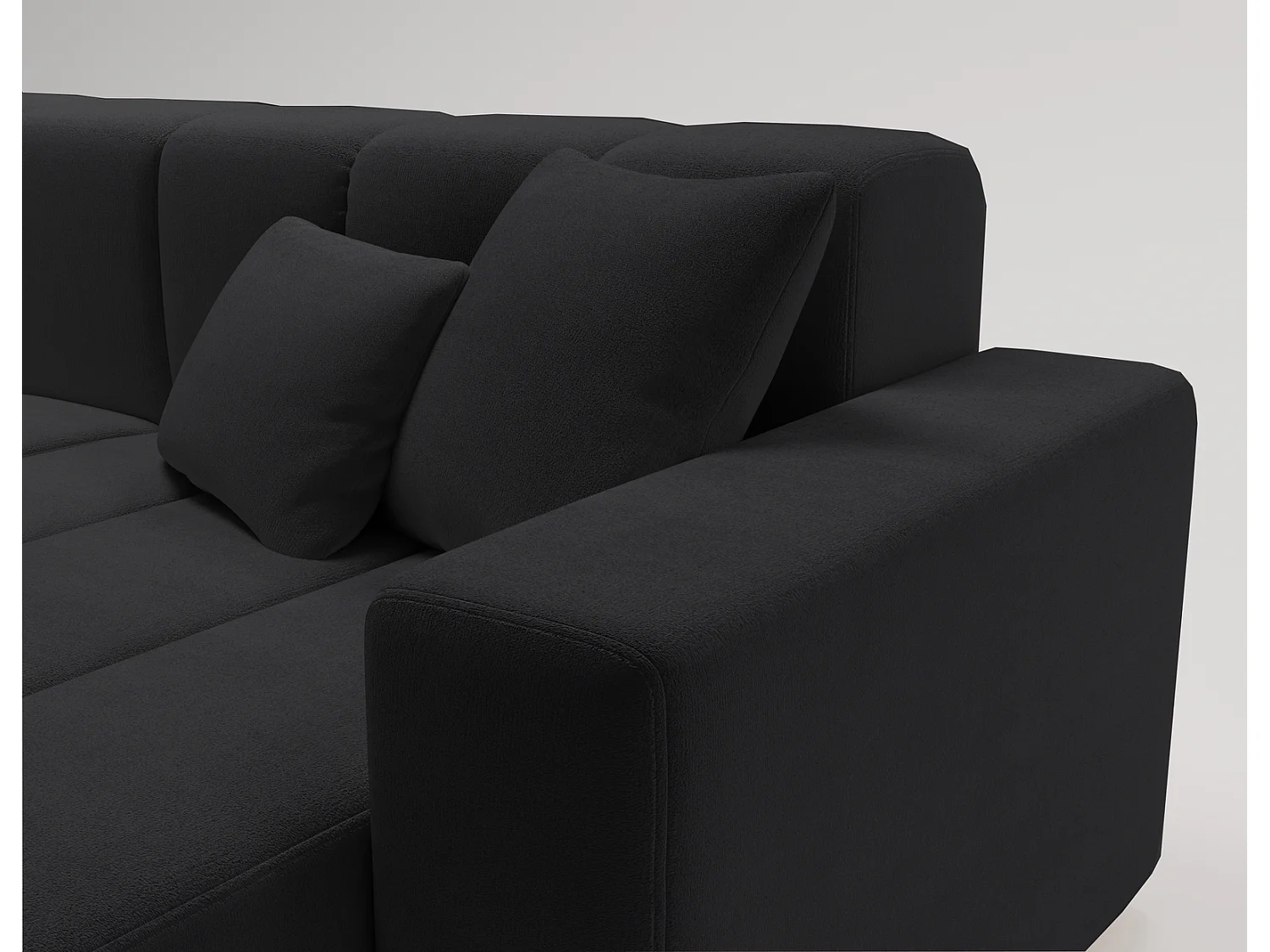 Emporius Miral narożnik w kształcie L - sofa do salonu bez funkcji spania i bez pojemnika - nowoczesny styl, prawostronny, tkanina aksamitna, czarny (Komodo 23)