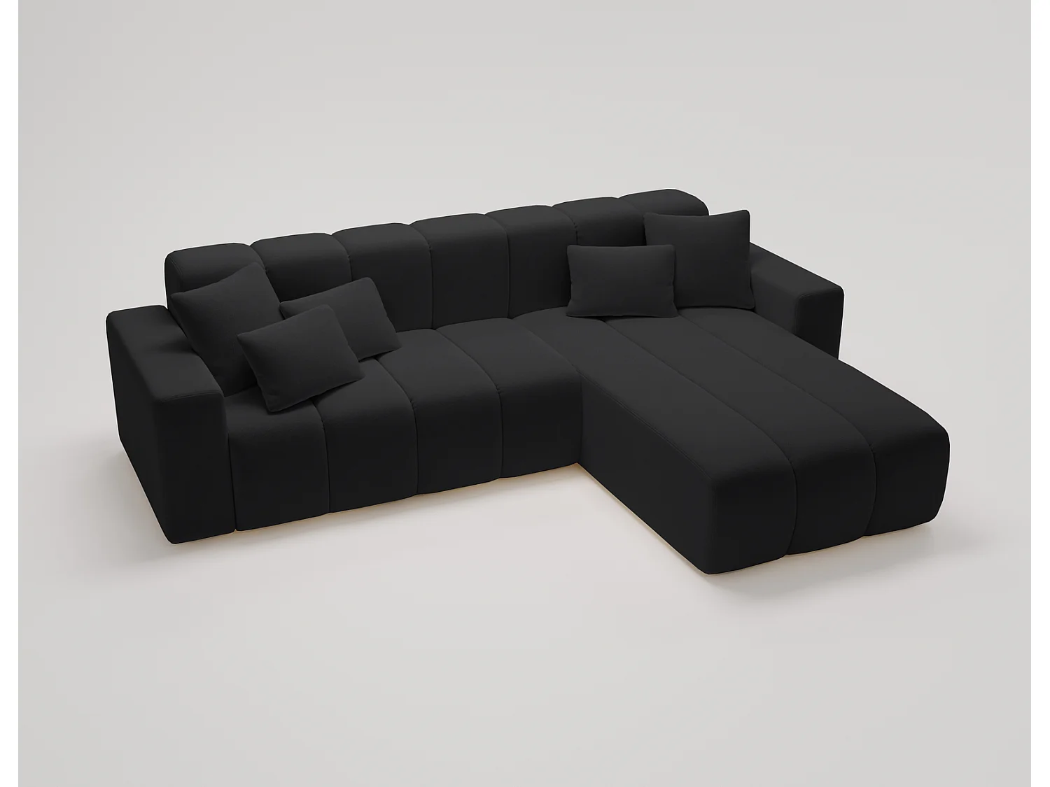 Emporius Miral narożnik w kształcie L - sofa do salonu bez funkcji spania i bez pojemnika - nowoczesny styl, prawostronny, tkanina aksamitna, czarny (Komodo 23)