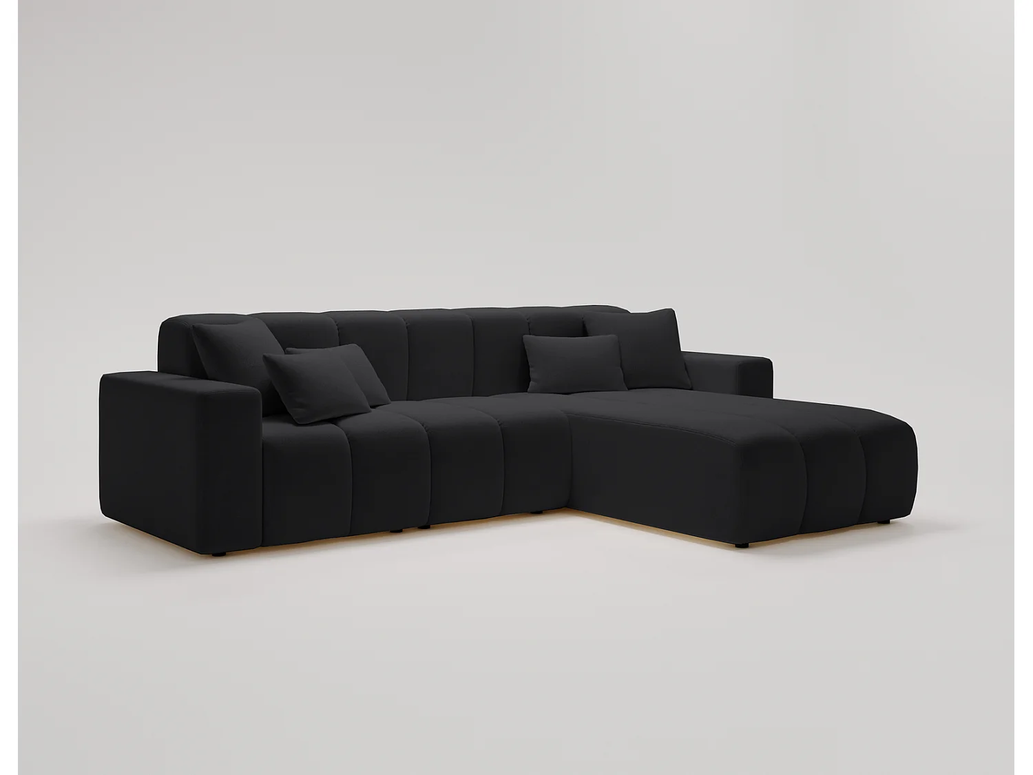 Emporius Miral Droit Canapé d'angle 265 cm - Sofa, Canapé  4 Places,  Canapé d'angle Noir (Komodo 23)