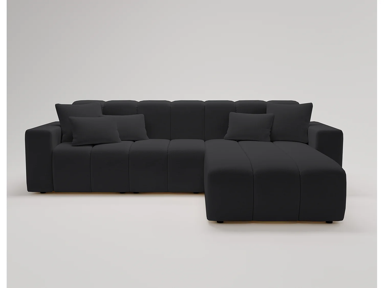 Emporius Miral Droit Canapé d'angle 265 cm - Sofa, Canapé  4 Places,  Canapé d'angle Noir (Komodo 23)