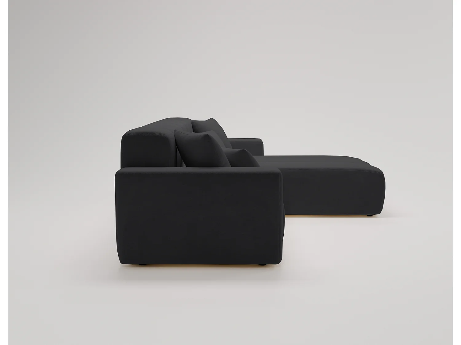 Emporius Miral Droit Canapé d'angle 265 cm - Sofa, Canapé  4 Places,  Canapé d'angle Noir (Komodo 23)