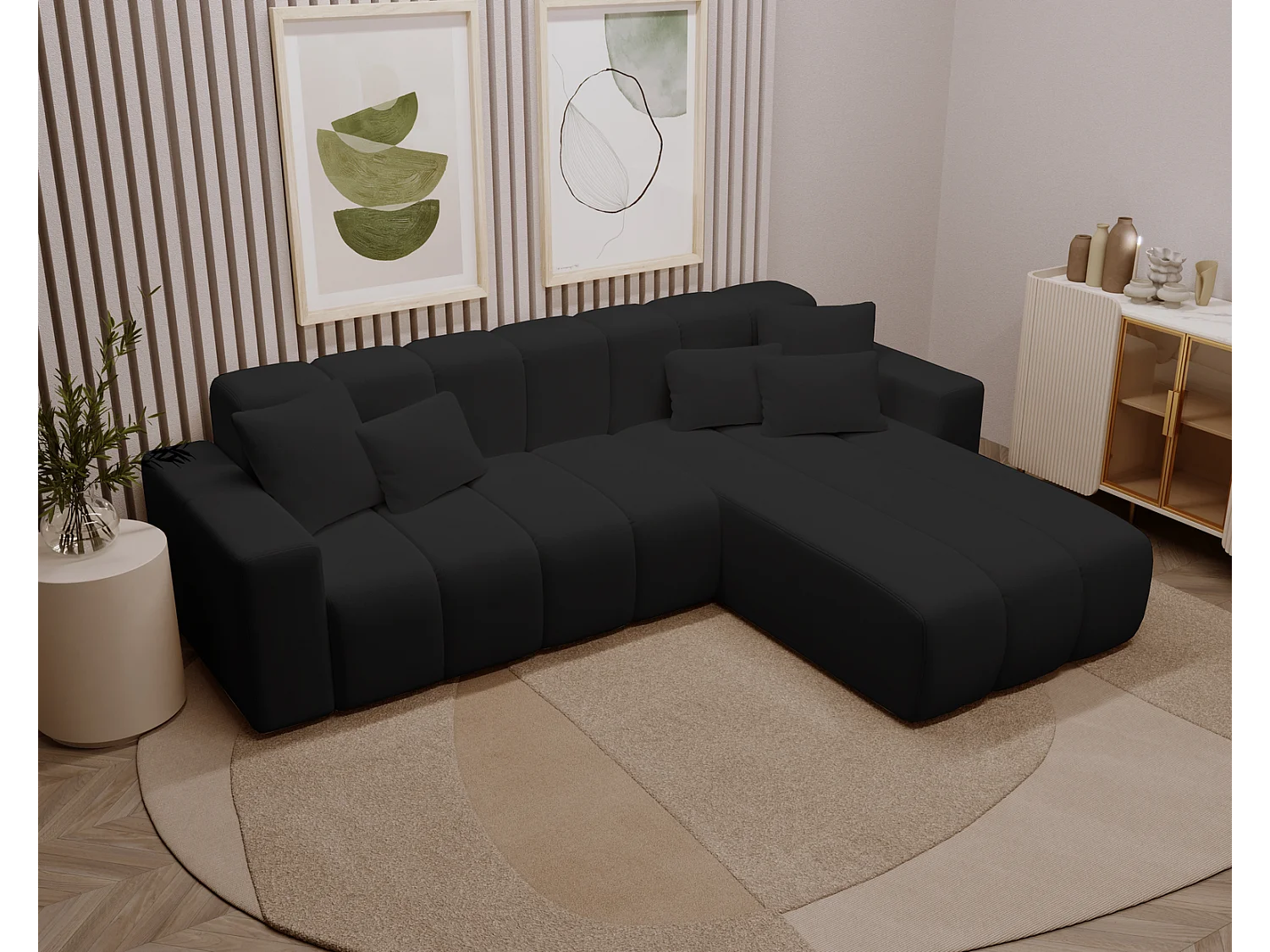 Emporius Miral rechts Hoekbank in L-vorm - sofa 265 cm, woonkamerbank, hoekbank zwart (Komodo 23)