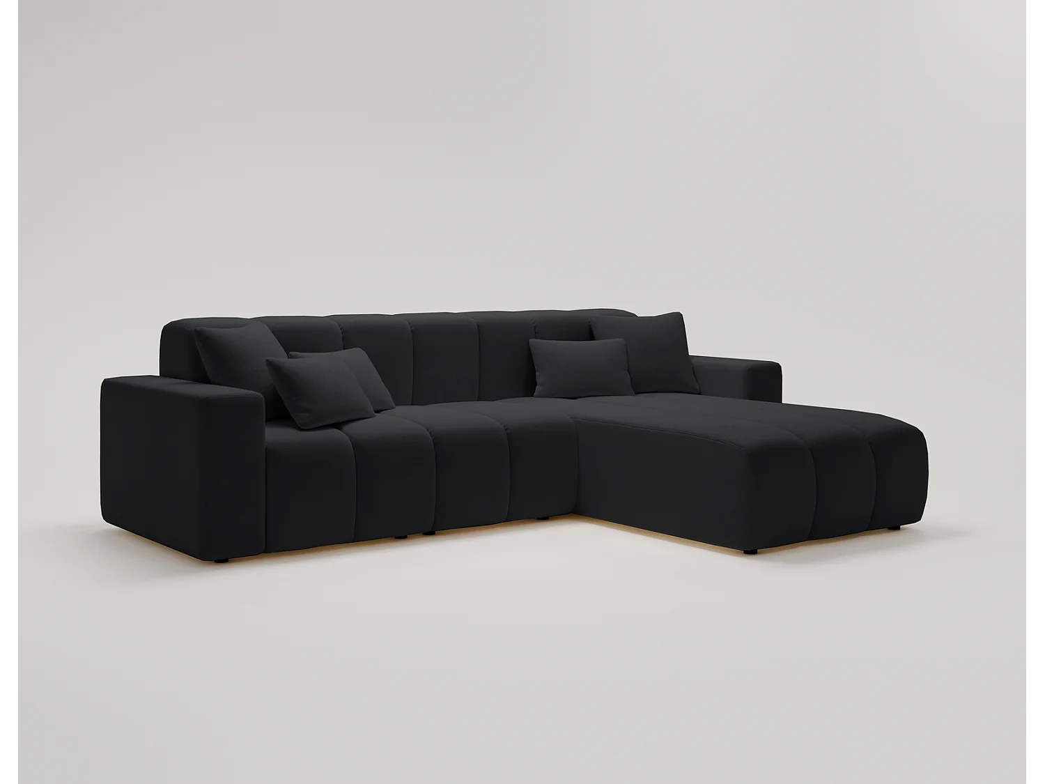 Emporius Miral rechts Hoekbank in L-vorm - sofa 265 cm, woonkamerbank, hoekbank zwart (Komodo 23)