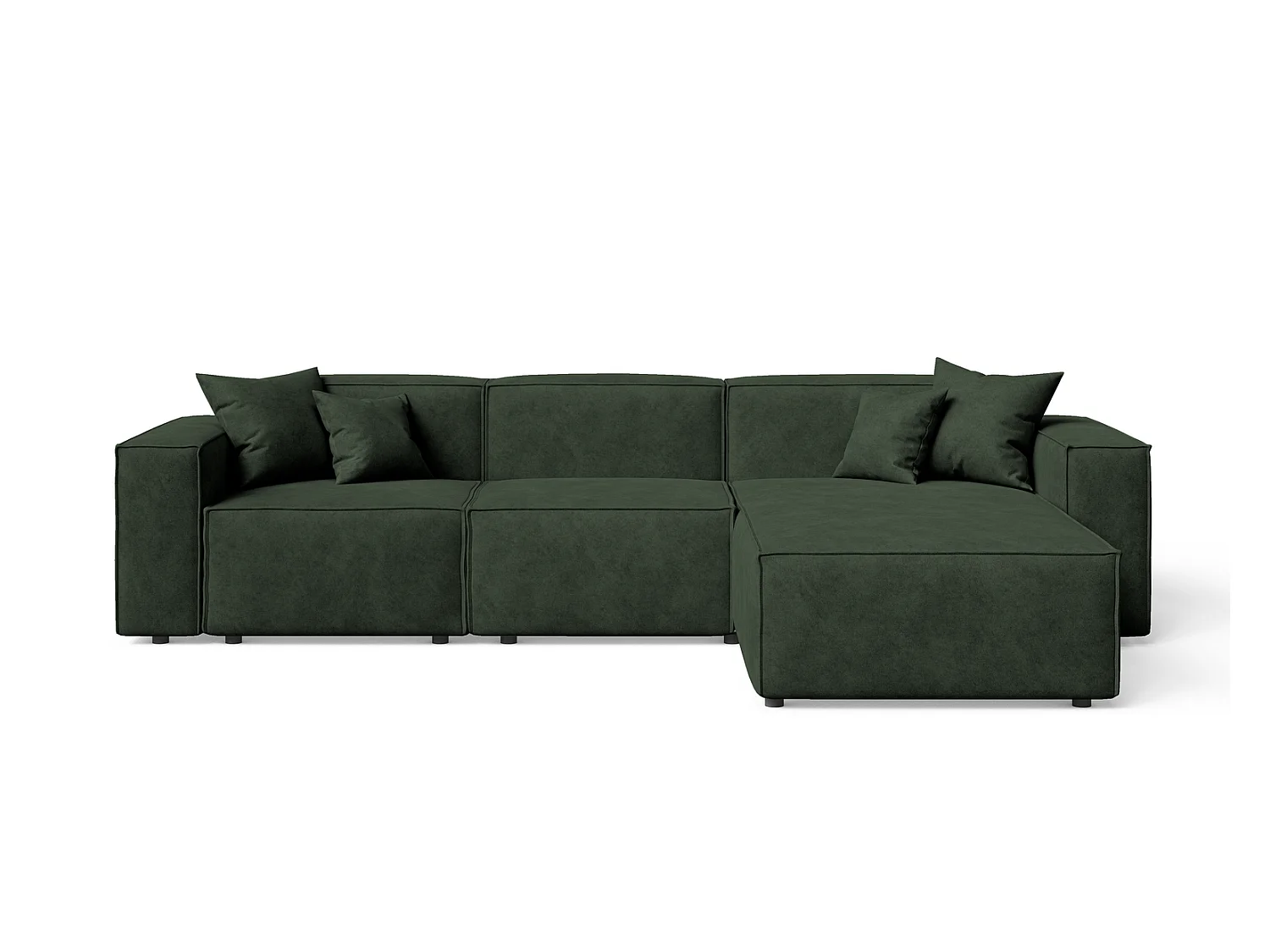 Canapé d'angle Figo, 265x180 cm, design moderne, droit, vert
