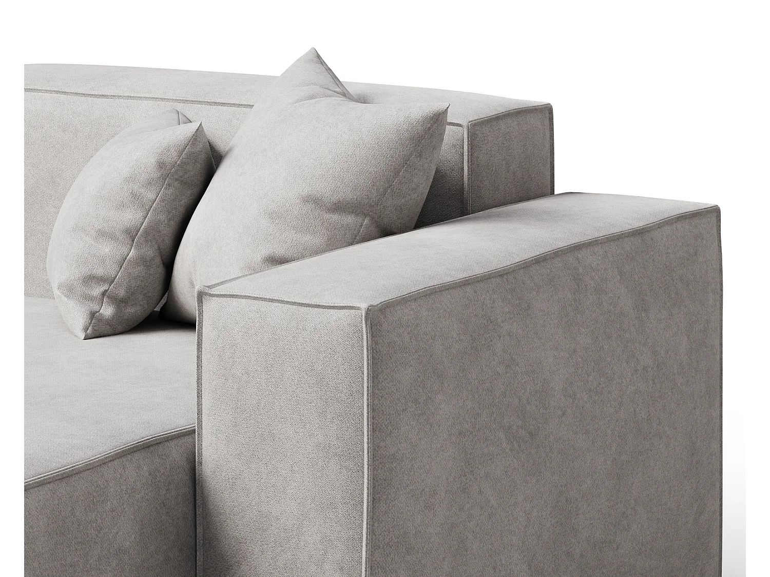 Canapé d'angle Figo, 265x180 cm, design moderne, droit, gris clair