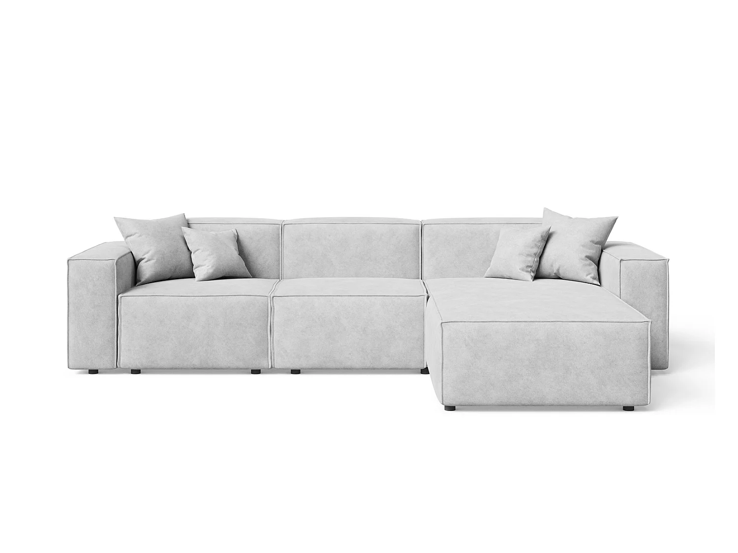 Canapé d'angle Figo, 265x180 cm, design moderne, droit, gris clair