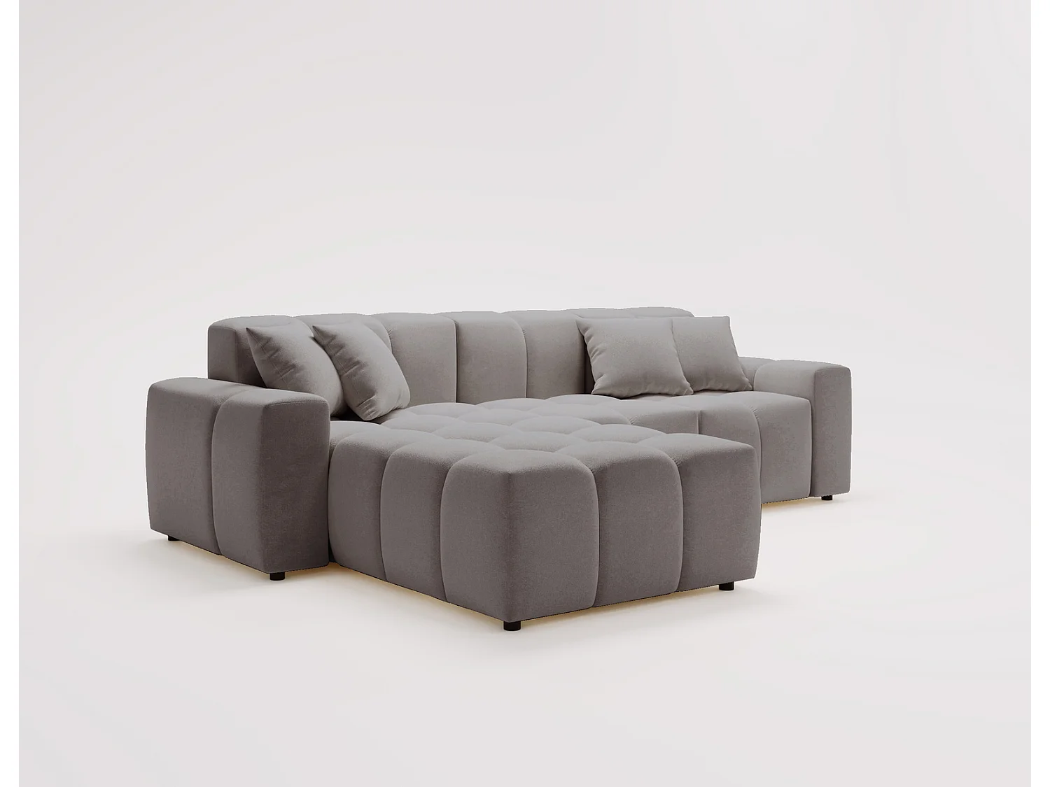 Emporius Napoli Gauche Canapé d'angle, Canapé  4 Places, Canapé d'angle 265x180 cm Gris (Komodo 21)
