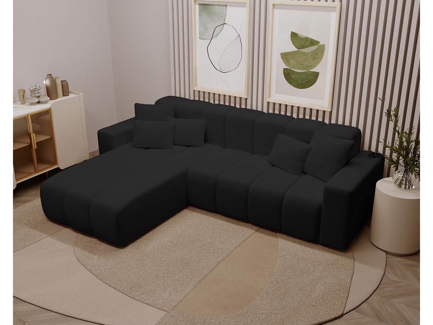 Emporius Miral links Hoekbank in L-vorm - sofa 265 cm, woonkamerbank, hoekbank zwart (Komodo 23)