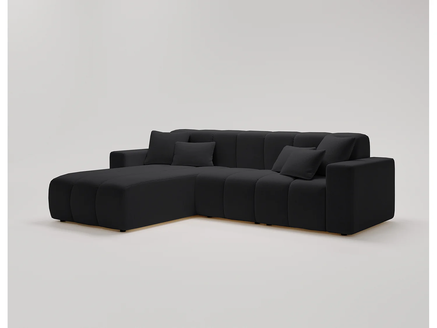 Emporius Miral links Hoekbank in L-vorm - sofa 265 cm, woonkamerbank, hoekbank zwart (Komodo 23)