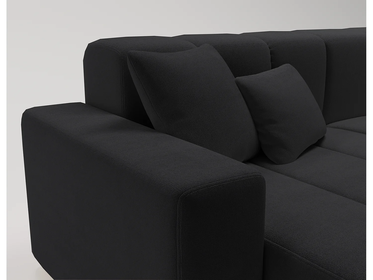 Emporius Miral narożnik w kształcie L - sofa do salonu bez funkcji spania i bez pojemnika - nowoczesny styl, lewostronny, tkanina aksamitna, czarny (Komodo 23)