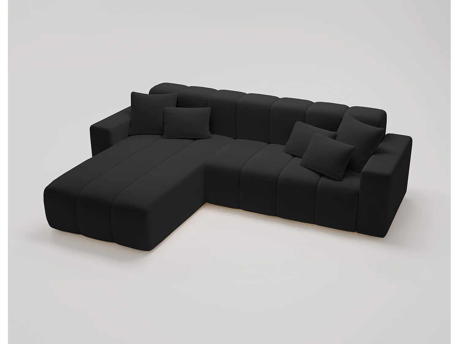 Emporius Miral narożnik w kształcie L - sofa do salonu bez funkcji spania i bez pojemnika - nowoczesny styl, lewostronny, tkanina aksamitna, czarny (Komodo 23)