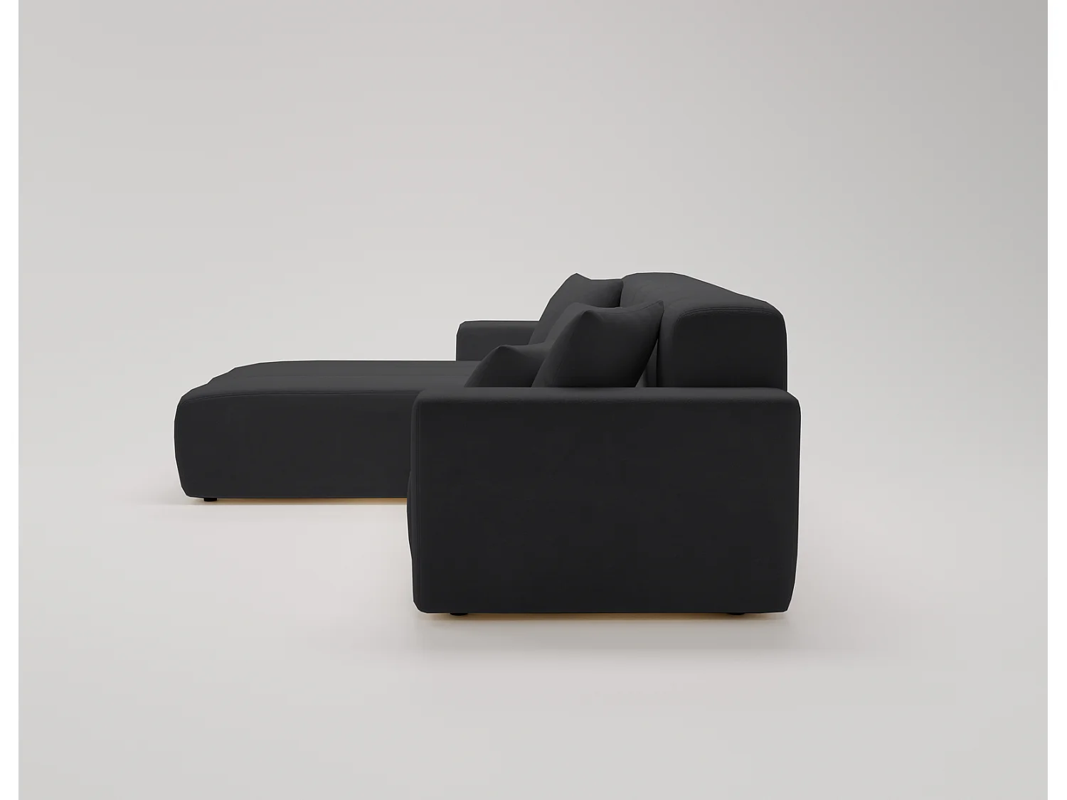 Emporius Miral narożnik w kształcie L - sofa do salonu bez funkcji spania i bez pojemnika - nowoczesny styl, lewostronny, tkanina aksamitna, czarny (Komodo 23)