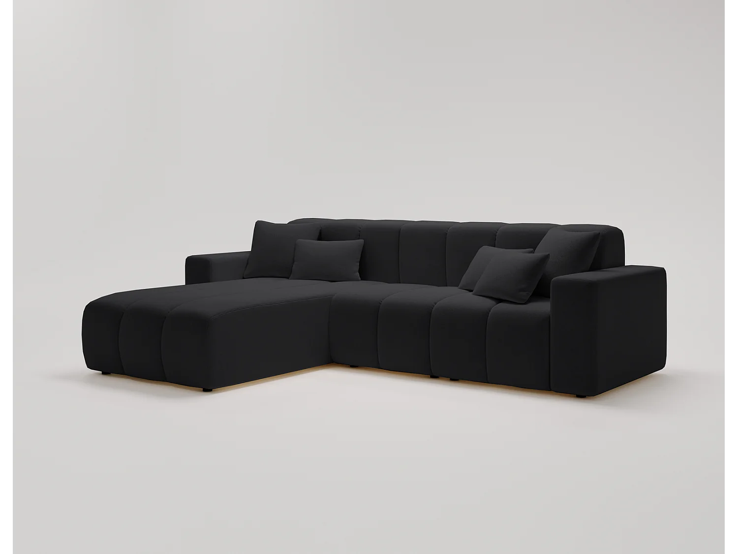 Emporius Miral narożnik w kształcie L - sofa do salonu bez funkcji spania i bez pojemnika - nowoczesny styl, lewostronny, tkanina aksamitna, czarny (Komodo 23)