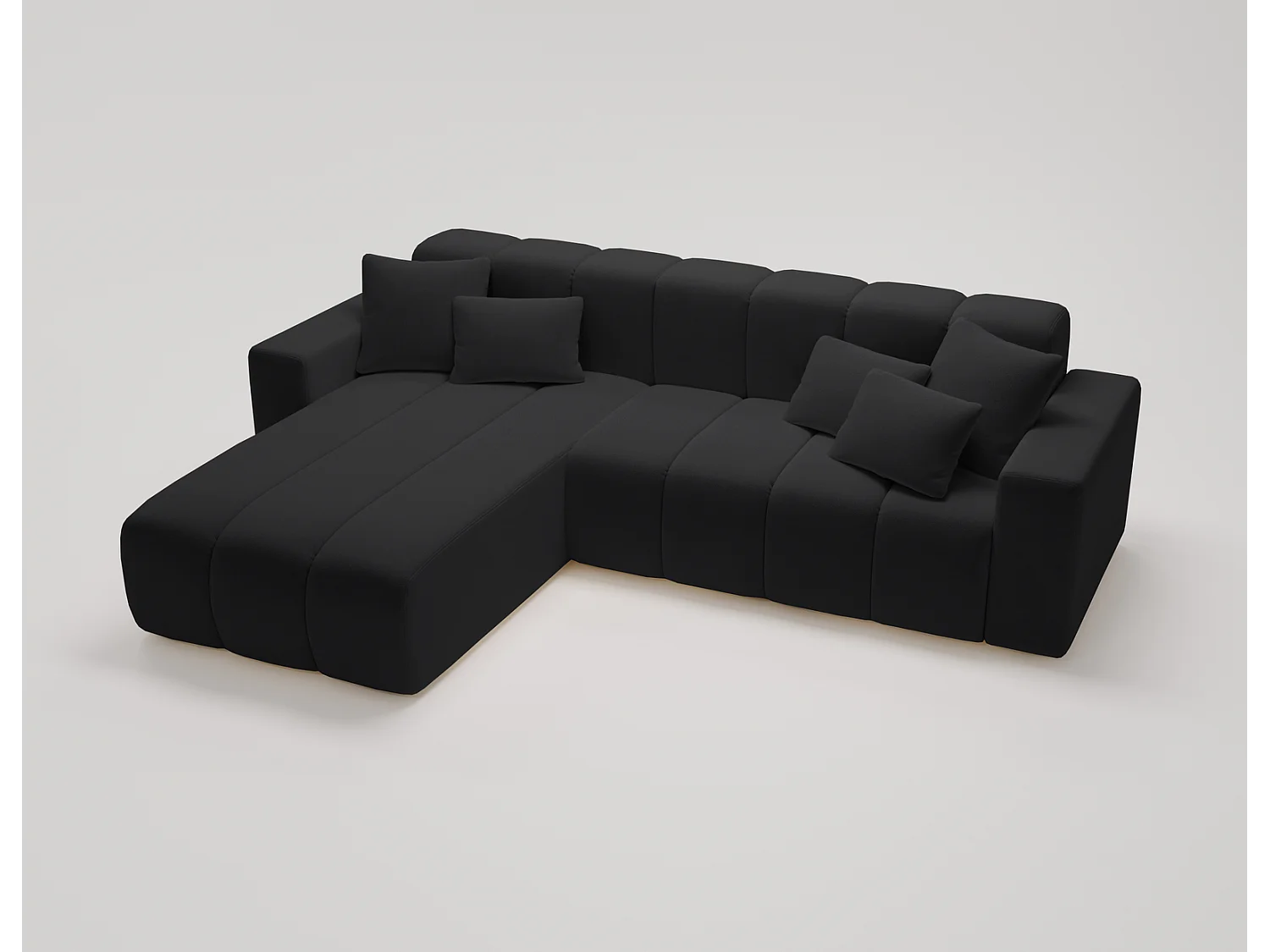 Emporius Miral narożnik w kształcie L - sofa do salonu bez funkcji spania i bez pojemnika - nowoczesny styl, lewostronny, tkanina aksamitna, czarny (Komodo 23)