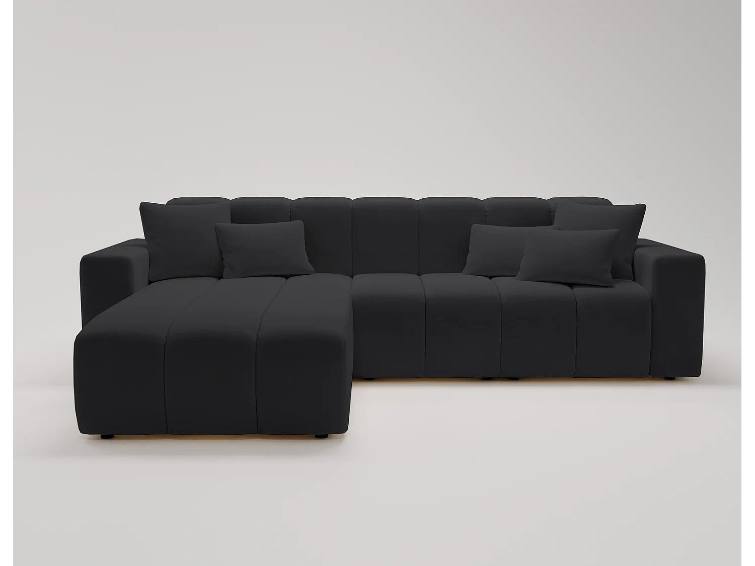 Emporius Miral narożnik w kształcie L - sofa do salonu bez funkcji spania i bez pojemnika - nowoczesny styl, lewostronny, tkanina aksamitna, czarny (Komodo 23)