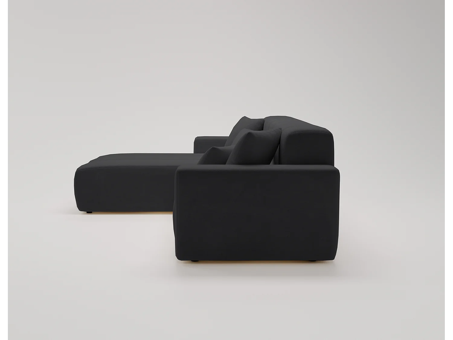 Emporius Miral narożnik w kształcie L - sofa do salonu bez funkcji spania i bez pojemnika - nowoczesny styl, lewostronny, tkanina aksamitna, czarny (Komodo 23)