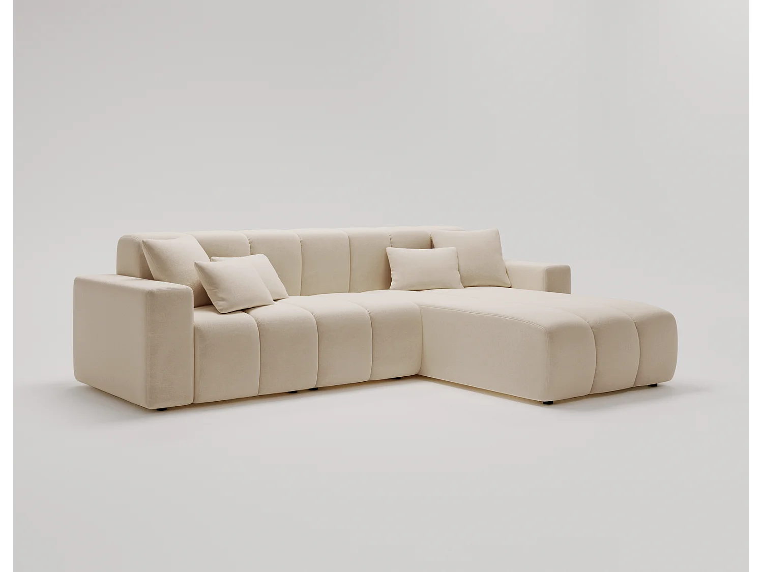 Emporius Miral Droit Canapé d'angle 265 cm - Sofa, Canapé  4 Places,  Canapé d'angle Beige (Komodo 11)