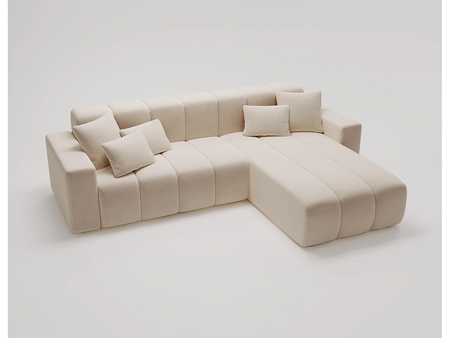 Emporius Miral Droit Canapé d'angle 265 cm - Sofa, Canapé  4 Places,  Canapé d'angle Beige (Komodo 11)