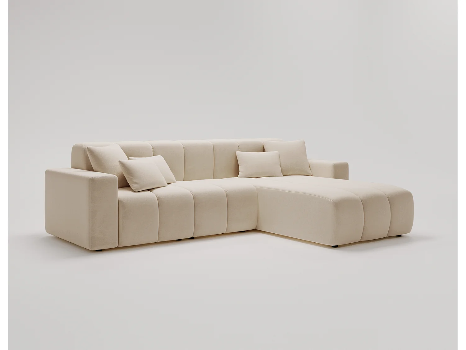 Canapé d'angle Miral, canapé 4 places 265 cm, droit, beige