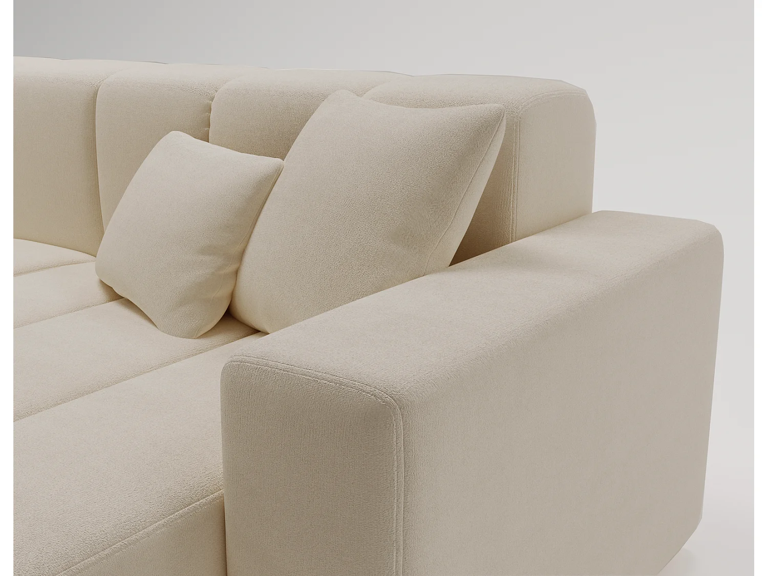 Canapé d'angle Miral, canapé 4 places 265 cm, droit, beige
