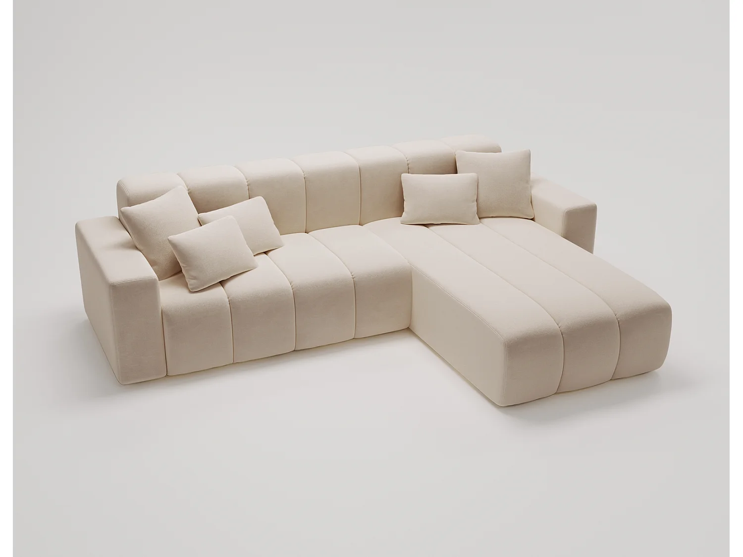 Canapé d'angle Miral, canapé 4 places 265 cm, droit, beige