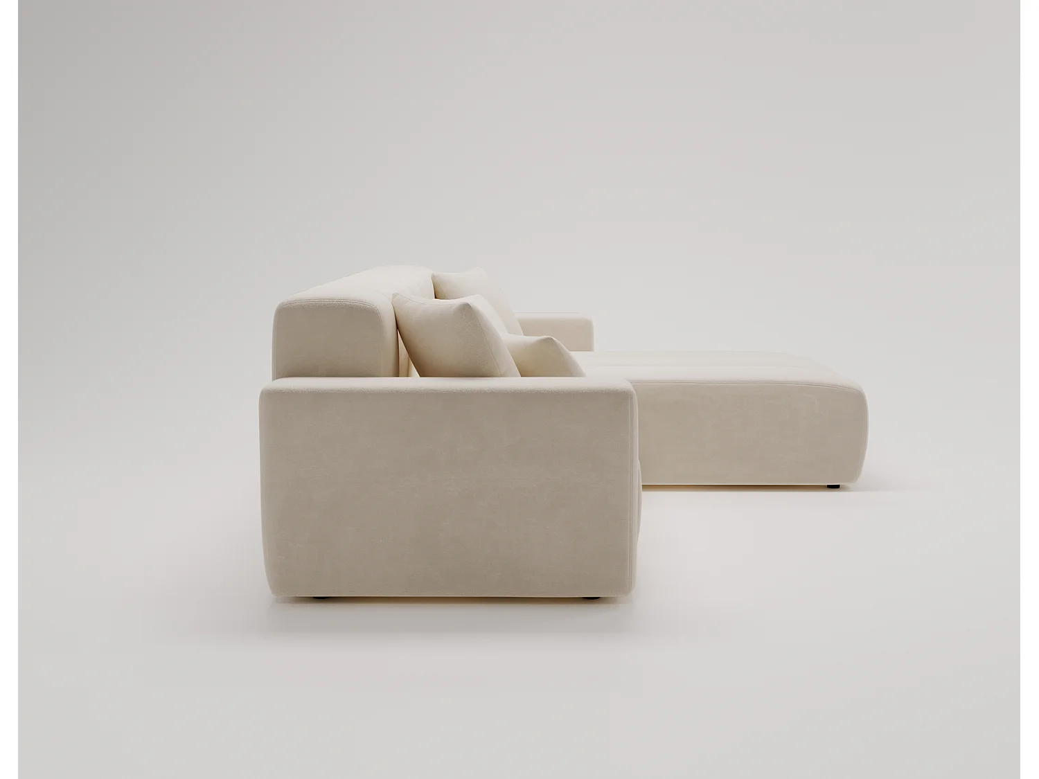 Canapé d'angle Miral, canapé 4 places 265 cm, droit, beige