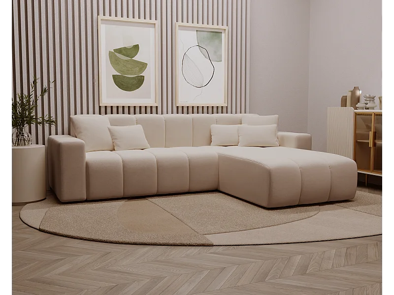 Emporius Miral Droit Canapé d'angle 265 cm - Sofa, Canapé  4 Places,  Canapé d'angle Beige (Komodo 11)