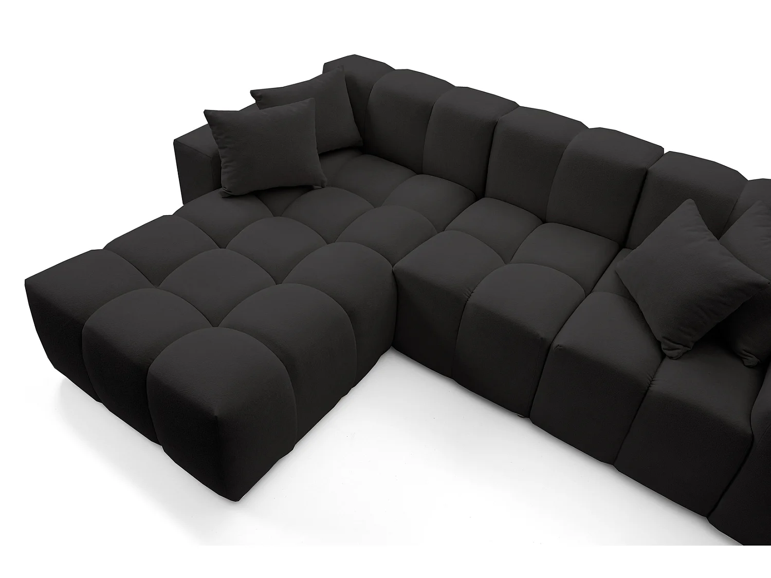 Emporius Napoli Gauche Canapé d'angle, Canapé  4 Places, Canapé d'angle 265x180 cm Noir (Komodo 23)