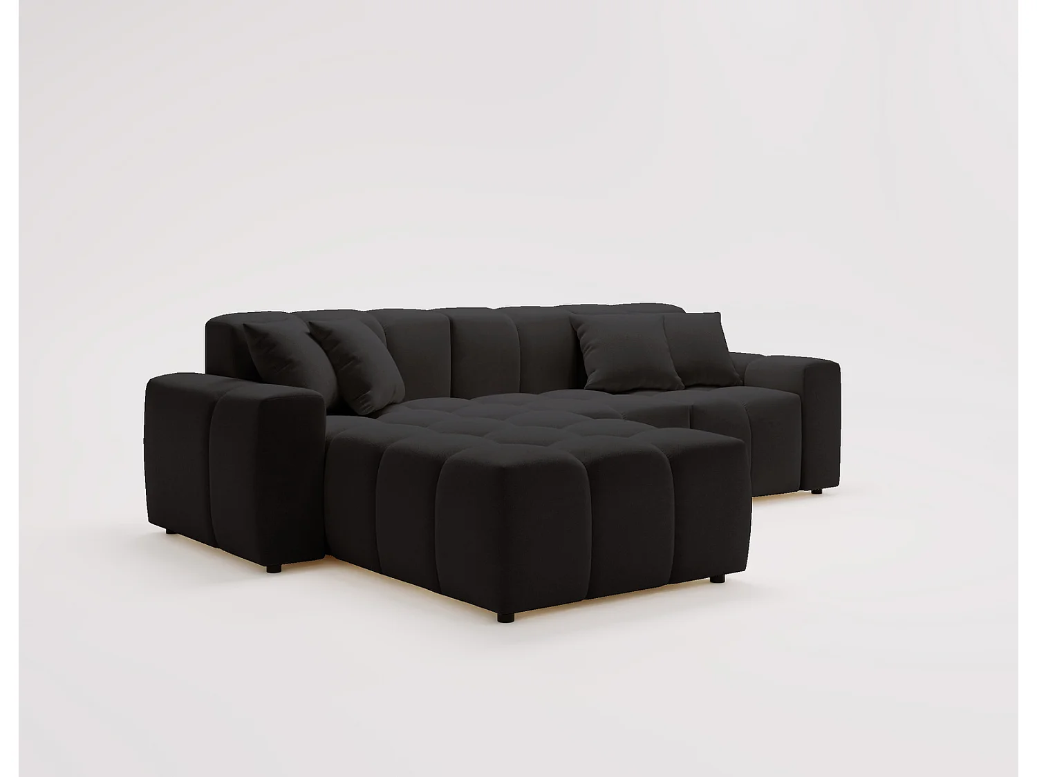 Emporius Napoli Gauche Canapé d'angle, Canapé  4 Places, Canapé d'angle 265x180 cm Noir (Komodo 23)