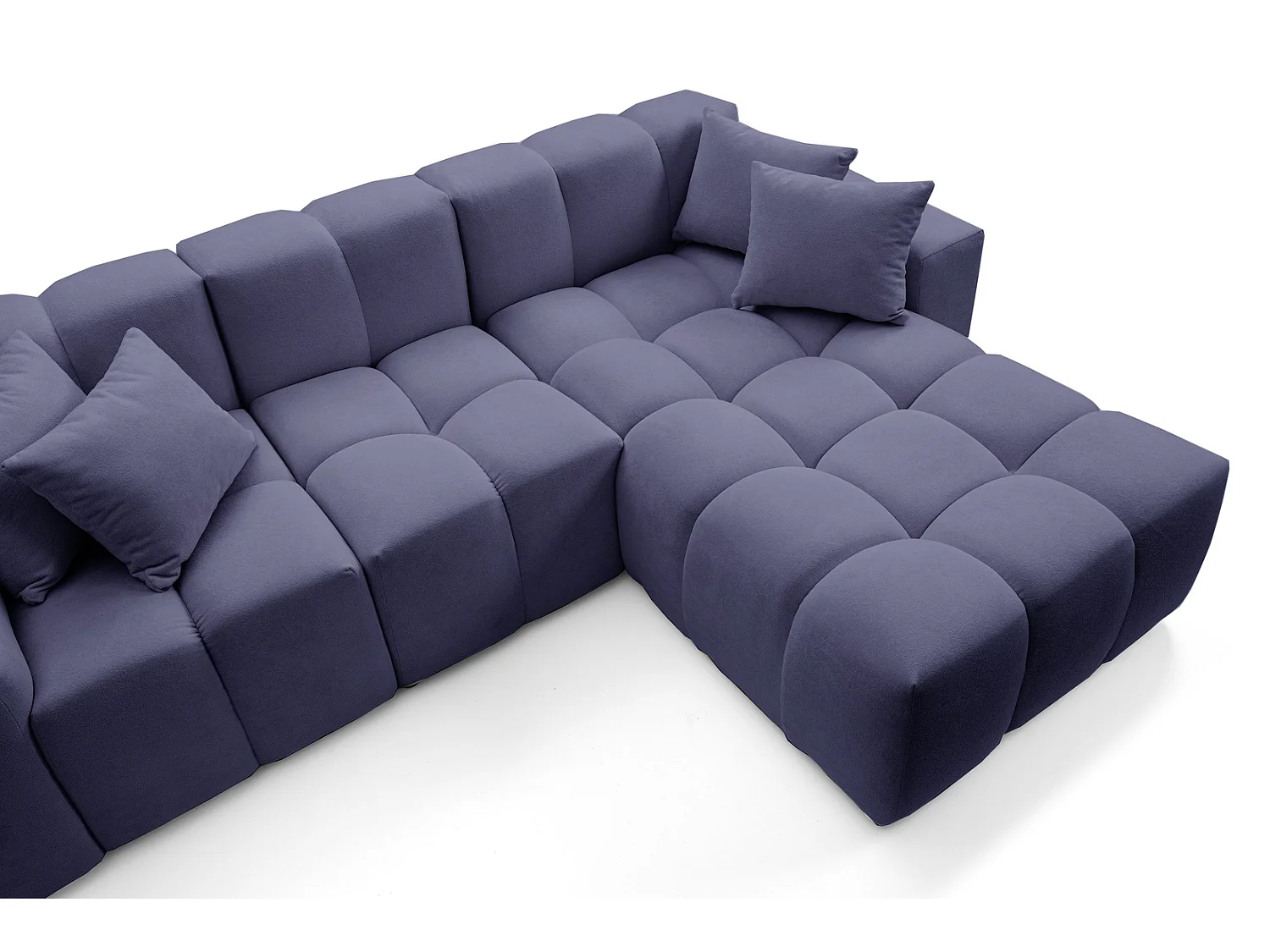 Emporius Napoli Droit Canapé d'angle, Canapé  4 Places, Canapé d'angle 265x180 cm Bleu (Komodo 50)