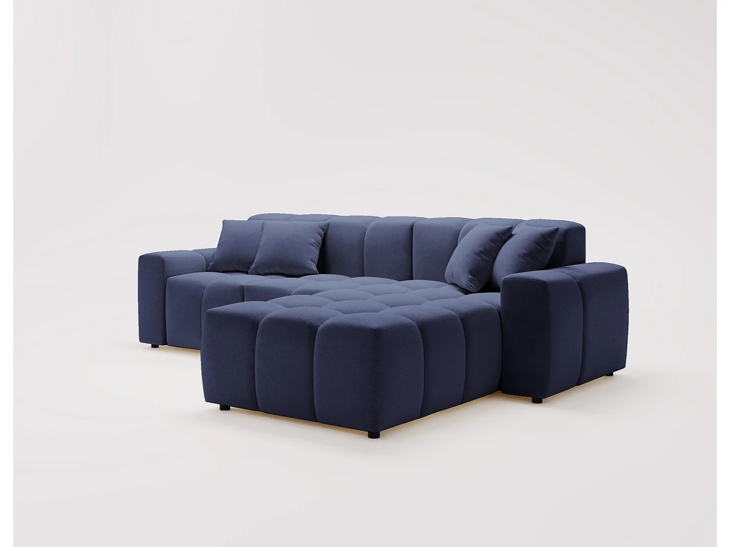 Emporius Napoli Droit Canapé d'angle, Canapé  4 Places, Canapé d'angle 265x180 cm Bleu (Komodo 50)