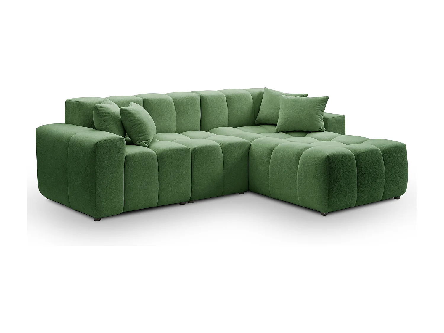 Emporius Napoli Droit Canapé d'angle, Canapé  4 Places, Canapé d'angle 265x180 cm Vert (Komodo 61)