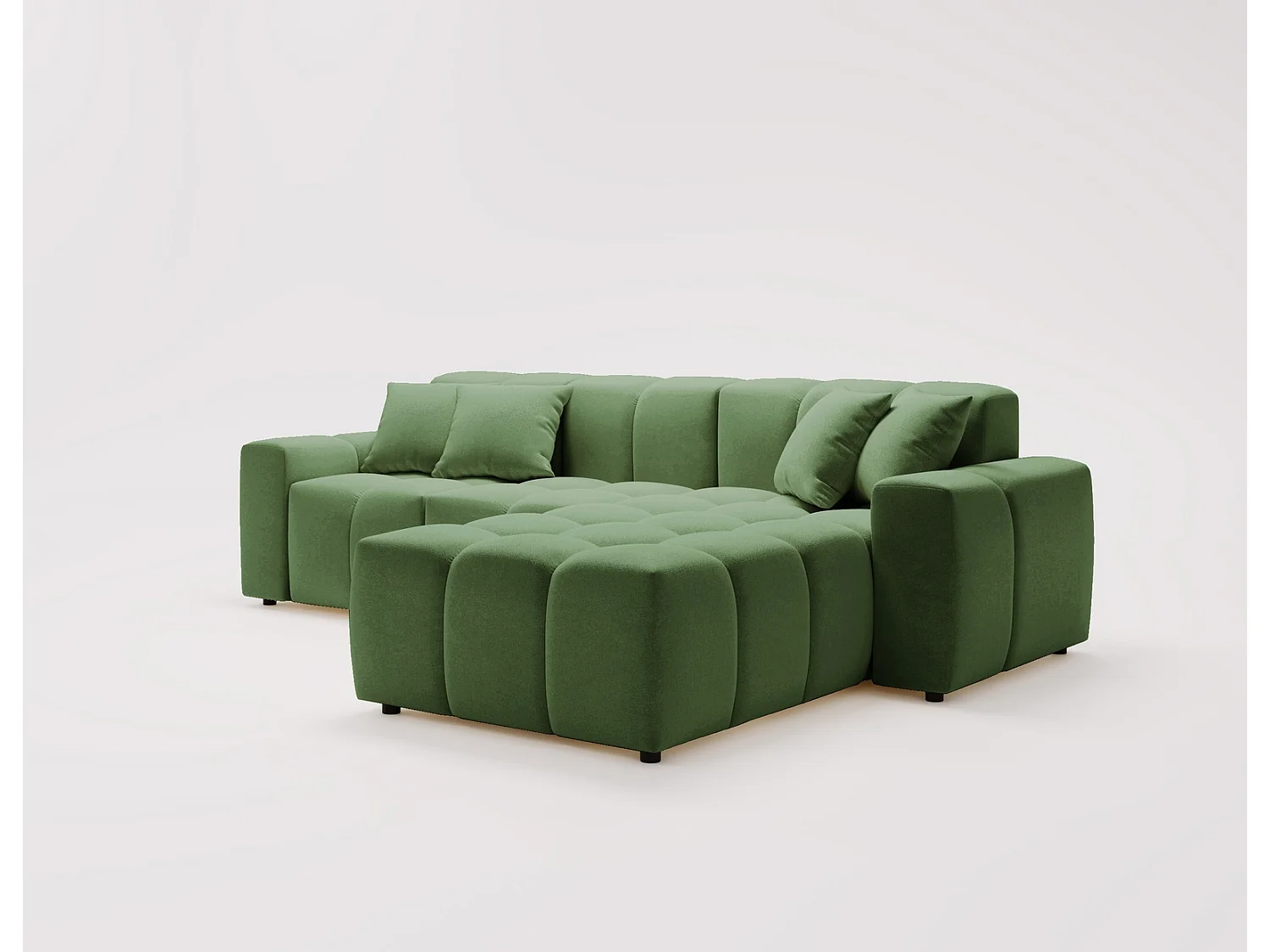 Emporius Napoli Droit Canapé d'angle, Canapé  4 Places, Canapé d'angle 265x180 cm Vert (Komodo 61)