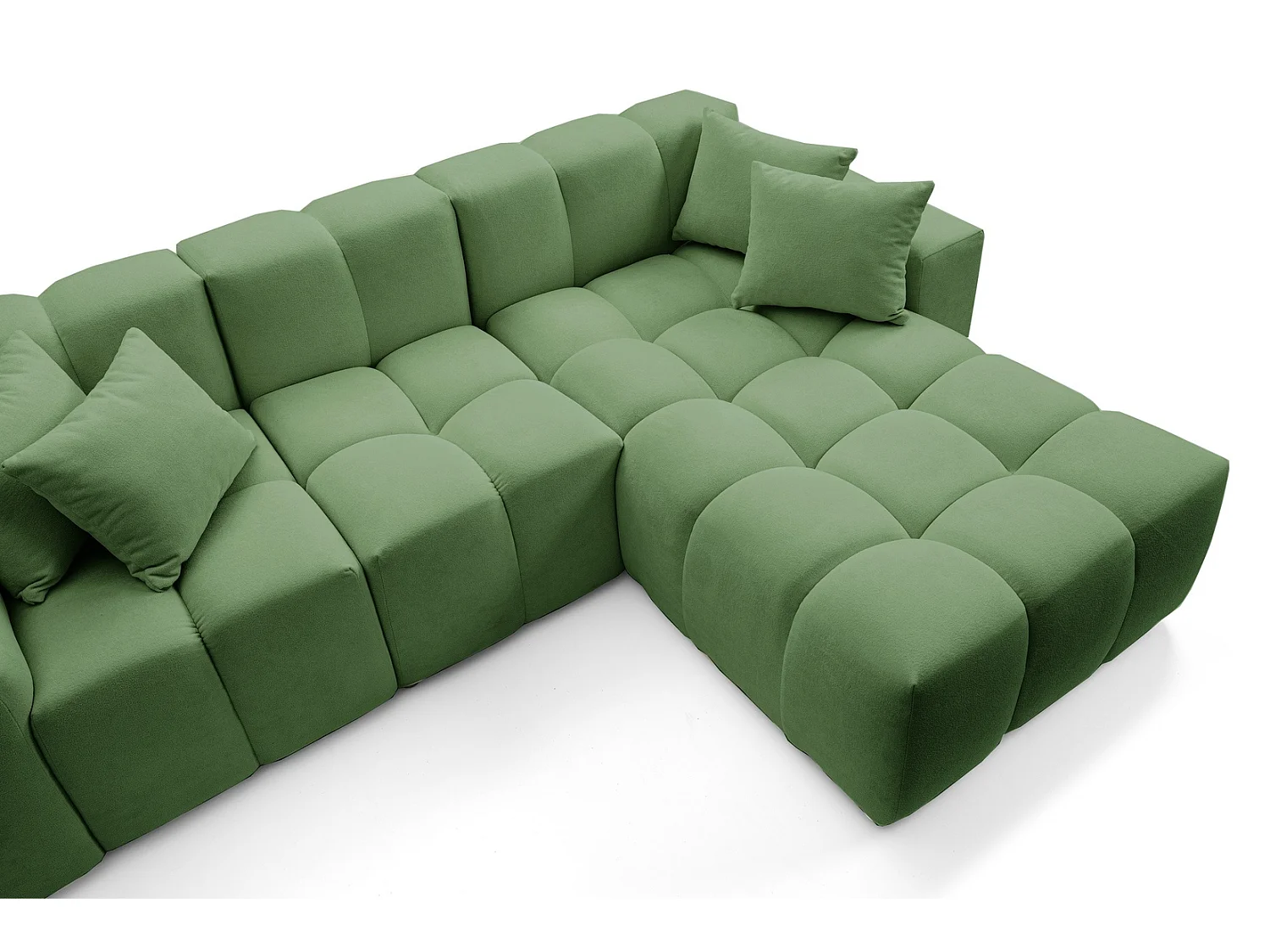 Hoekbank Napoli 265x180 cm, sofa, woonkamerbank, rechts, groen