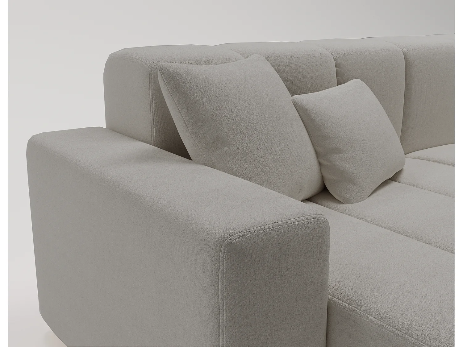 Emporius Miral narożnik w kształcie L - sofa do salonu bez funkcji spania i bez pojemnika - nowoczesny styl, lewostronny, tkanina aksamitna, jasny szary (Komodo 20)