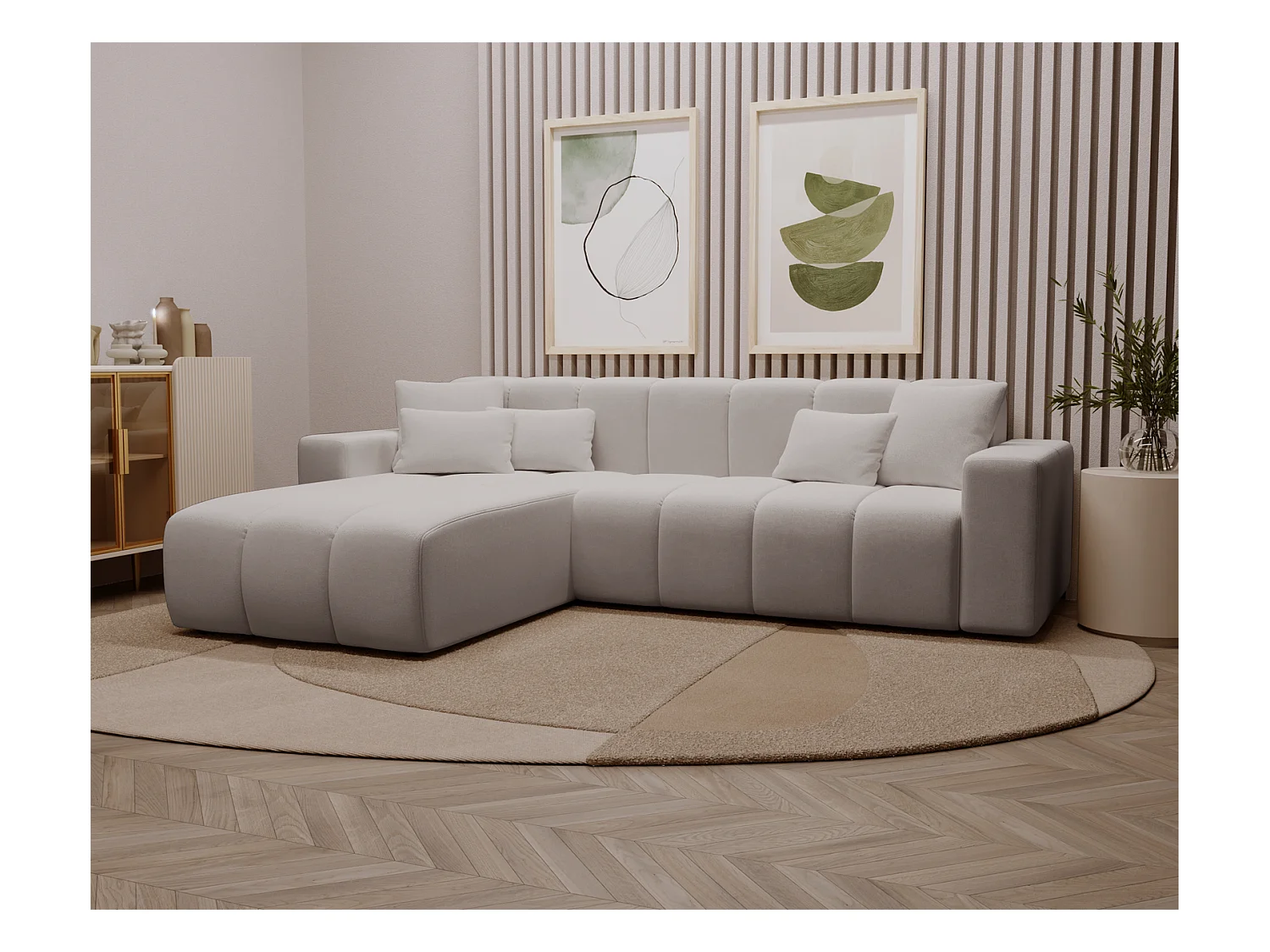 Emporius Miral Gauche Canapé d'angle 265 cm - Sofa, Canapé  4 Places,  Canapé d'angle Gris clair (Komodo 20)