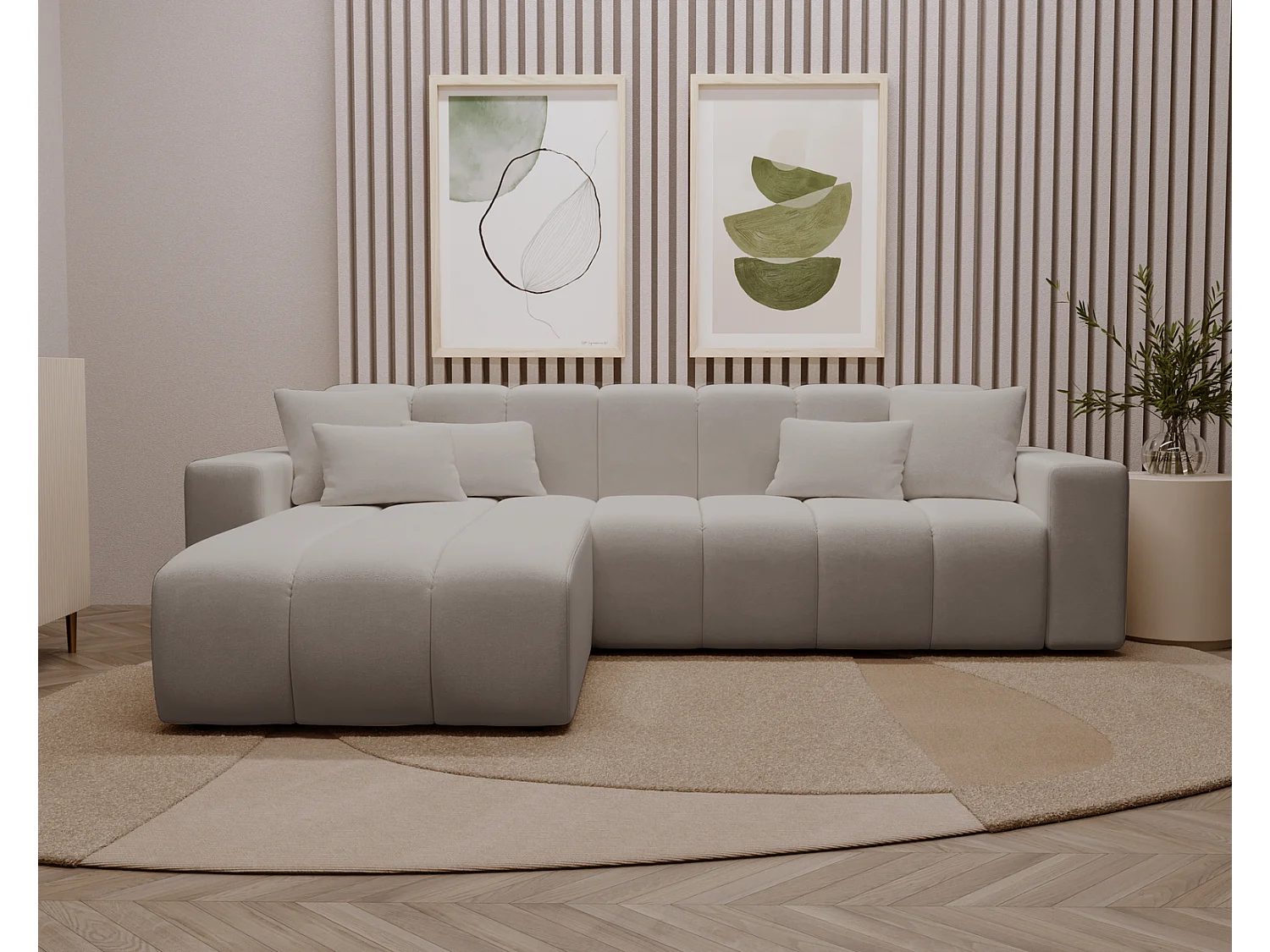 Emporius Miral links Hoekbank in L-vorm - sofa 265 cm, woonkamerbank, hoekbank lichtgrijs (Komodo 20)