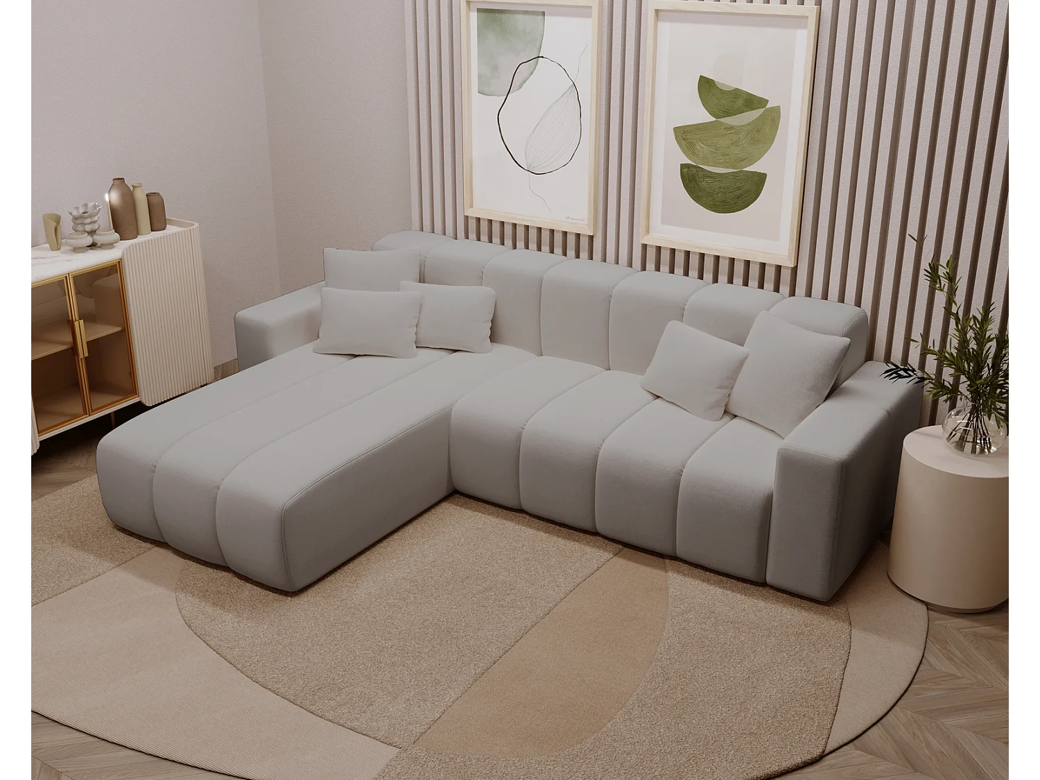 Emporius Miral links Hoekbank in L-vorm - sofa 265 cm, woonkamerbank, hoekbank lichtgrijs (Komodo 20)