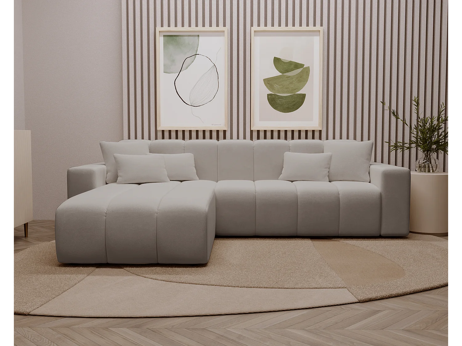 Emporius Miral links Hoekbank in L-vorm - sofa 265 cm, woonkamerbank, hoekbank lichtgrijs (Komodo 20)