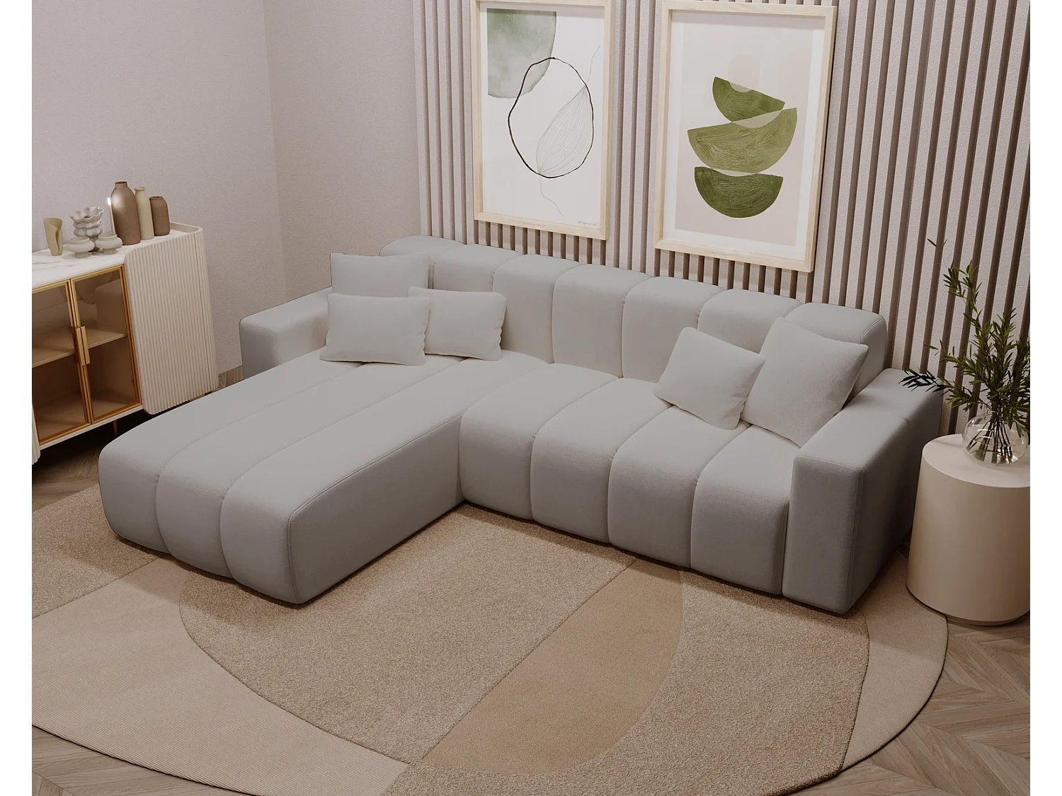 Emporius Miral links Hoekbank in L-vorm - sofa 265 cm, woonkamerbank, hoekbank lichtgrijs (Komodo 20)