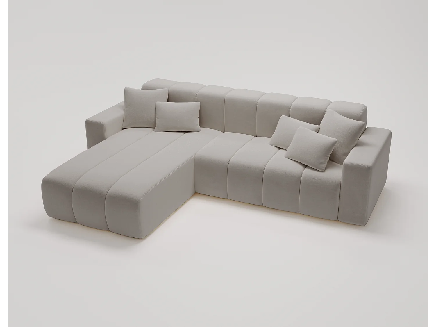 Emporius Miral links Hoekbank in L-vorm - sofa 265 cm, woonkamerbank, hoekbank lichtgrijs (Komodo 20)