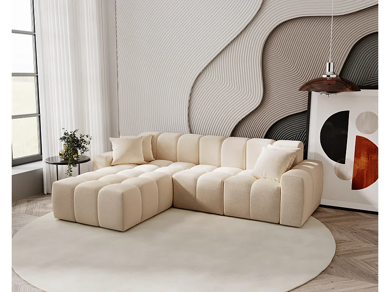 Emporius Napoli Gauche Canapé d'angle, Canapé  4 Places, Canapé d'angle 265x180 cm Beige (Komodo 11)