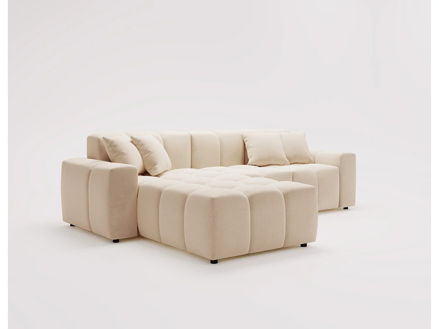 Emporius Napoli Gauche Canapé d'angle, Canapé  4 Places, Canapé d'angle 265x180 cm Beige (Komodo 11)